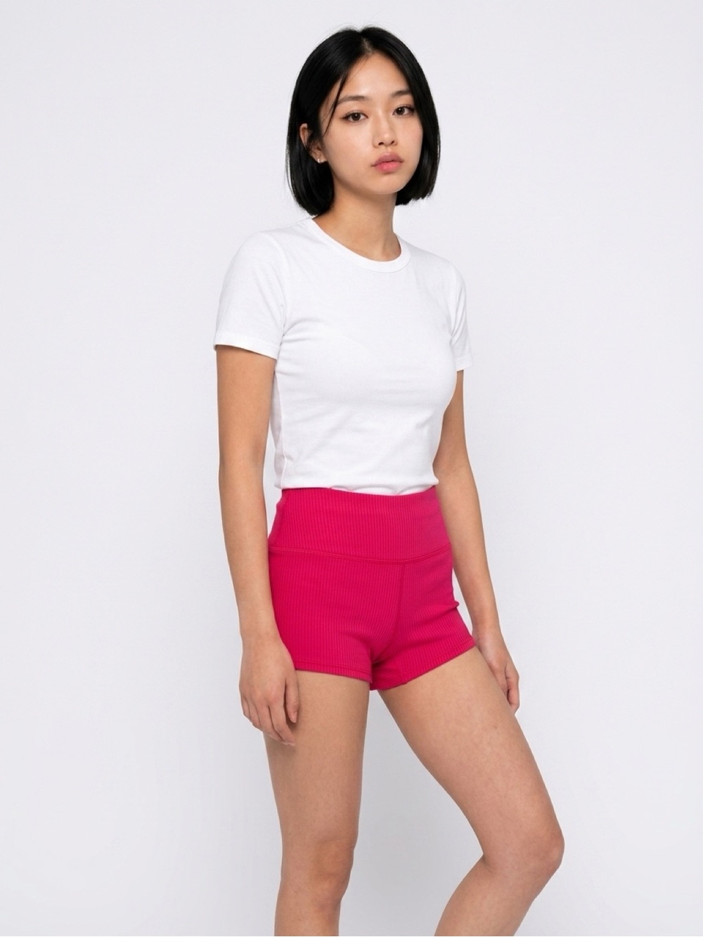 FP Movement by Free People Ribbed High-Rise Hot Pink Athletic Shorts
